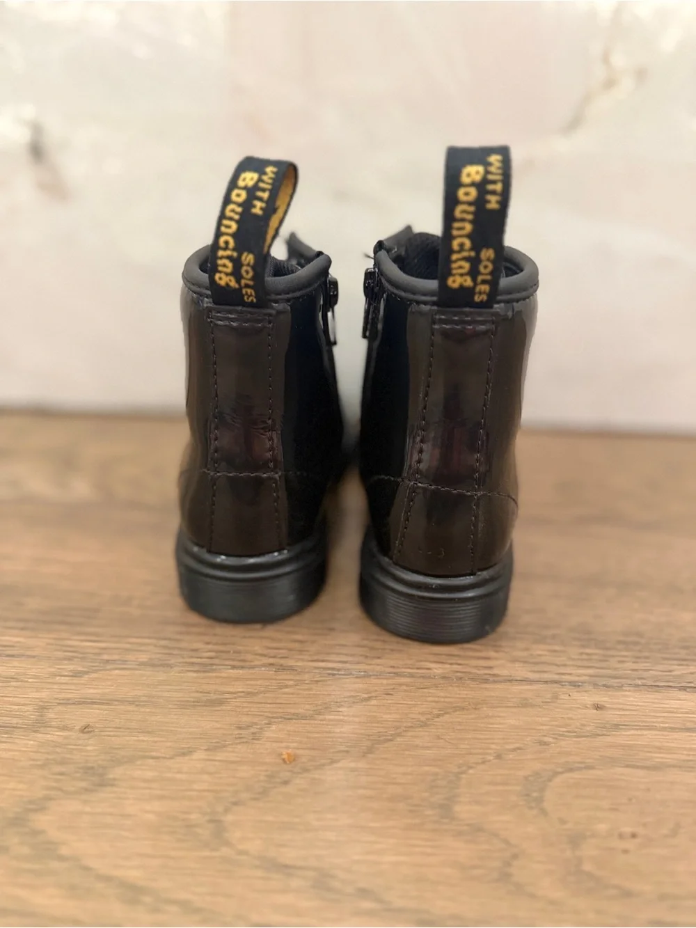 Dr. Martens Black Patent Lace-Up Kids Boots